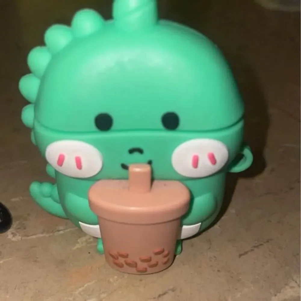 2 Silicone Airpod Cases, Dinosaur and Cow Drinking Boba Milk Tea
